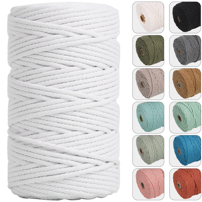 NOANTA 4mm 109yards Macrame Cord White Cotton Rope for Wall Hanging  Plant Hangers  Crafts  Knitting - Image 1